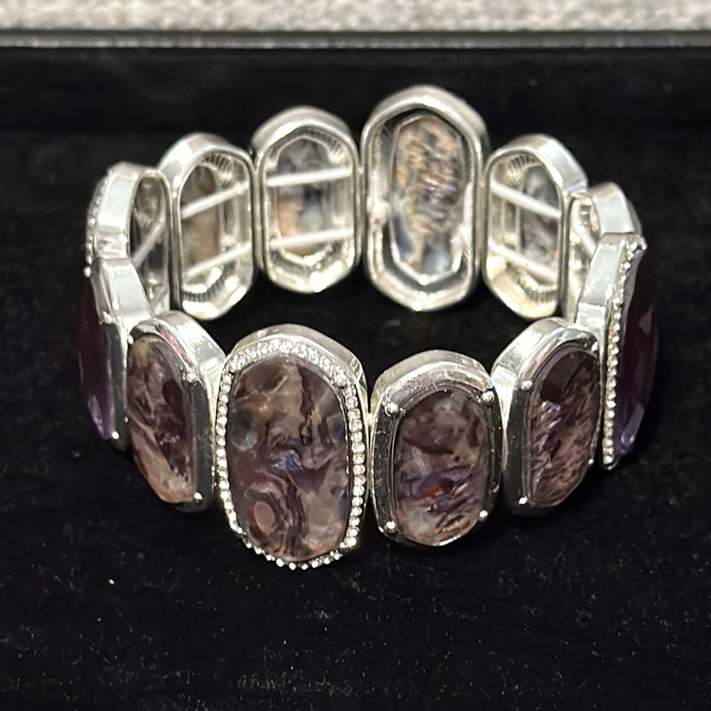 Elegant Silver and Abalone Shell Costume Bracelet